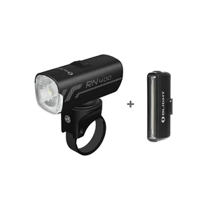 Olight Black RN 400 Bike Headlight and SEEMEE 30 Rear Tail Light Set for Night Riding Safety
