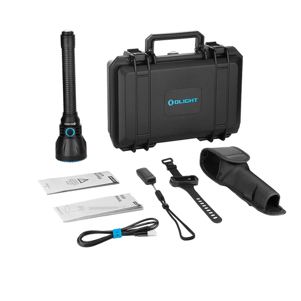Olight Black Javelot Turbo 2 full kit with remote switch and case for long-range tactical outdoor use