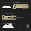 Oknife U1 Ultra folding utility knife dimensions showing open length, folded size, blade size, and 3.25oz weight.