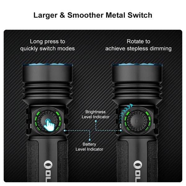 Seeker 4 Pro High Power Flashlight 4600 Lumens Dual Charging Light