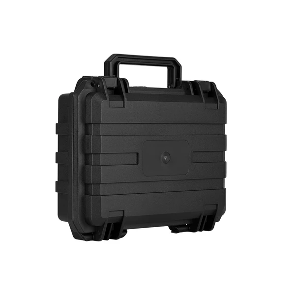 Black rugged hard case with handle.