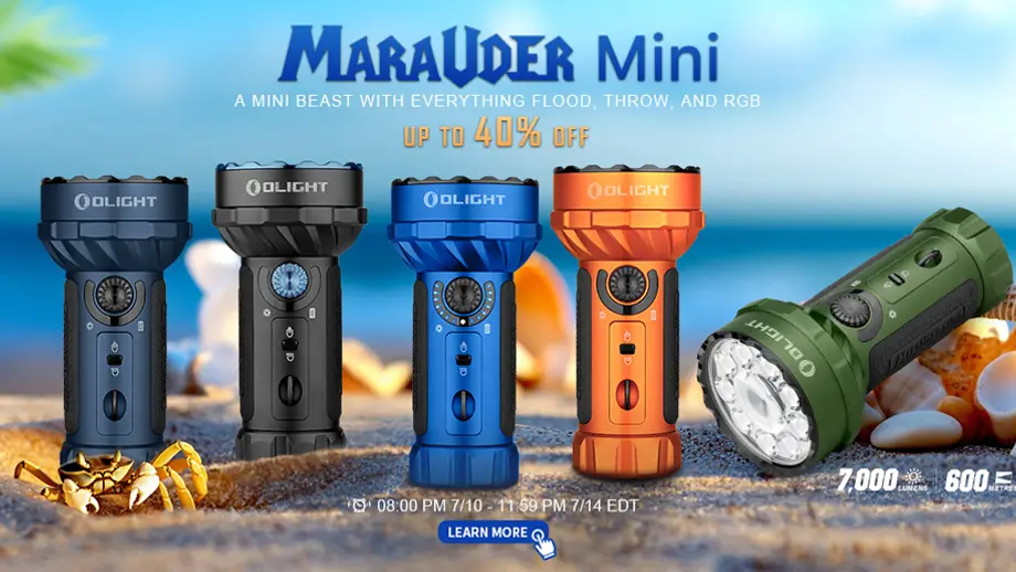Olight Marauder Mini Flashlight : The role of red light, green light and blue light