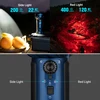 Blue flashlight: side light 200 lumens, 22 meters; red light 400 lumens, 120 meters. Control panel.
