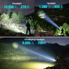 Man uses powerful flashlight modes: floodlight, spotlight, and combined, illuminating mountains at night.