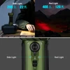 Outdoor flashlight with side light 200 lumens and red light 400 lumens modes shown with dial switch controls