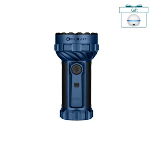 Olight dark blue high-powered searchlight with digital display screen and round gift light icon