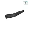 Folded black tactical pocket knife with a textured handle and pocket clip on a white background