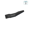 Folded black tactical pocket knife with a textured handle and pocket clip on a white background
