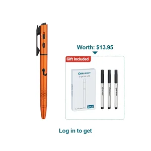 Orange Olight O-Pen with 3-piece O-gel ink refill set, a $13.95 value gift