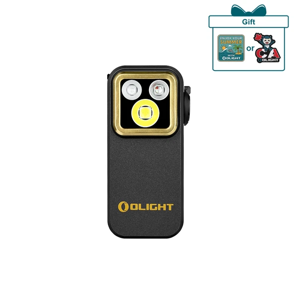 Olight Black Oclip Pro S Front View with Triple LED Light for Everyday Carry and Illumination