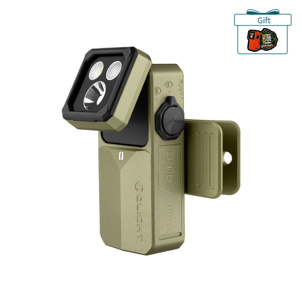 Olight OD Green Oclip 2 Ultra Clip-on Light with Adjustable Swivel Head and Back Clip for Hands-Free Outdoor Use