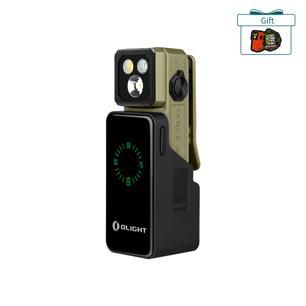 Olight OD Green Oclip 2 Ultra Clip Light with Charging Case and Battery Indicator for Hands Free Outdoor Use