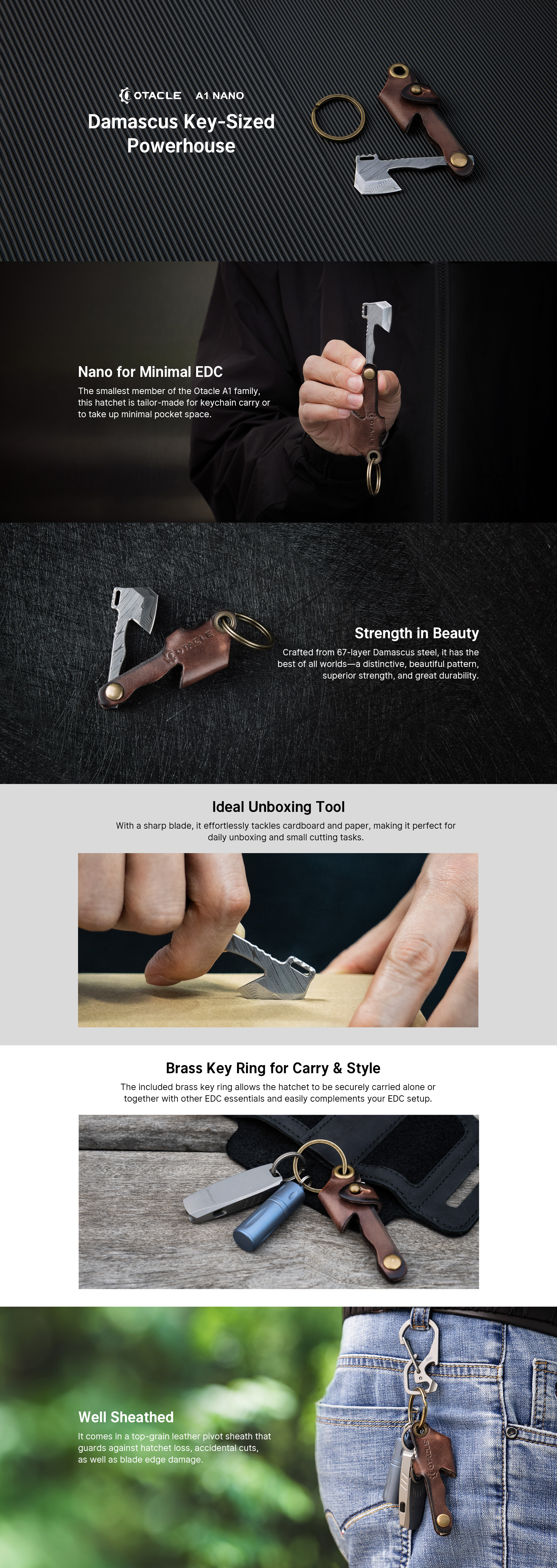 Otacle A1 Nano Damascus Keychain Hatchet - Olight Canada