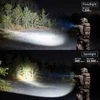 Floodlight (1200 lm) vs Spotlight (300 meters, 22,500 cd) comparison, night, tactical flashlight