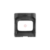 Tactical holographic red dot sight with circle dot reticle on white background