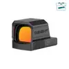 Olight Osight matte black red dot sight with orange reflective optic lens and DPP footprint logo on side.