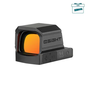 Olight Osight matte black red dot sight with orange reflective optic lens and DPP footprint logo on side.