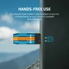 Olight blue and orange flashlight attached horizontally to a metal surface via its magnetic base for hands-free use