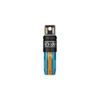 Olight imini 2 rechargeable keychain flashlight in blue and orange, featuring a textured grip and built-in USB plug.