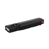 Sleek black rectangular EDC pocket flashlight with dual lenses and textured side grips on white background