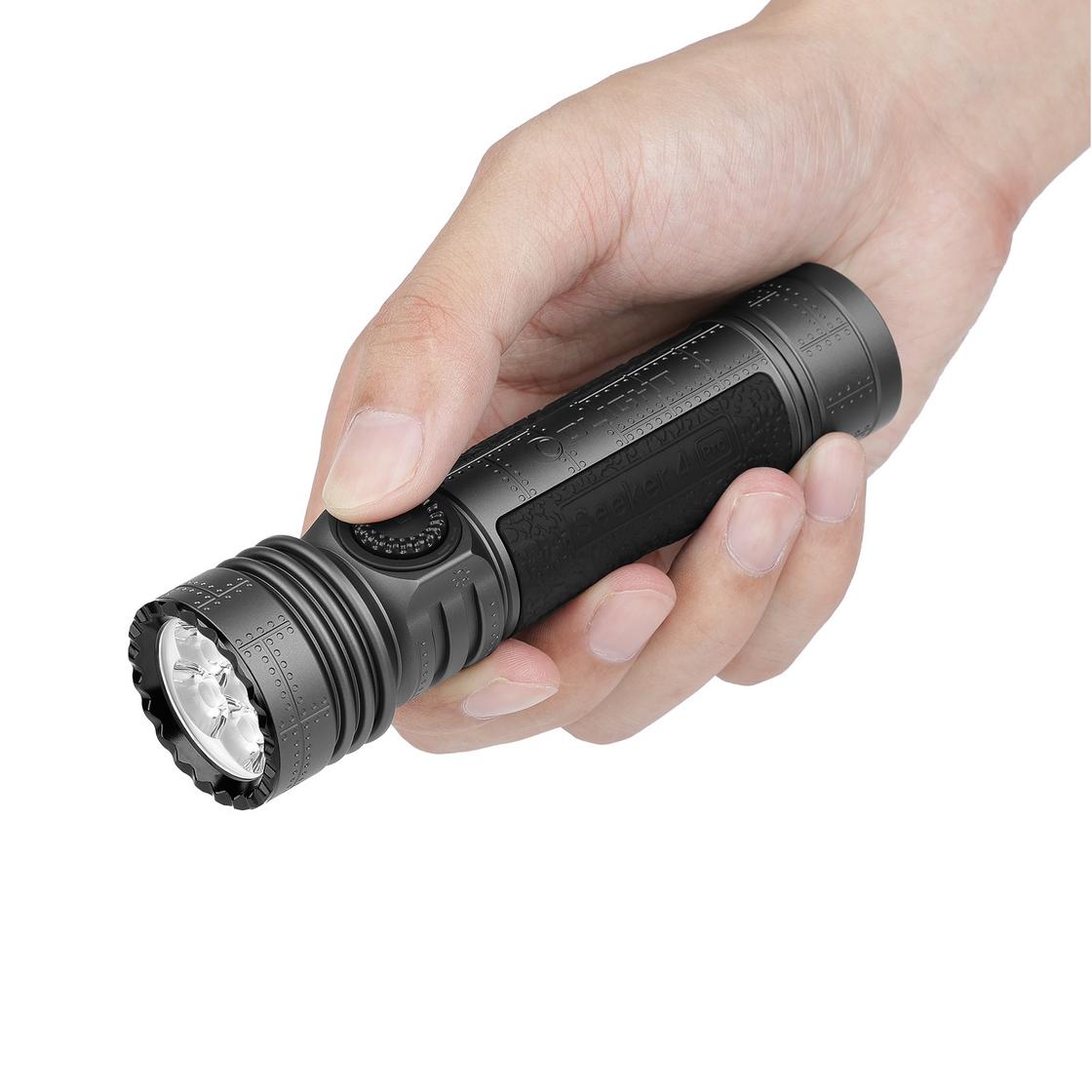 Seeker 4 Pro 4600 Lumen Rechargeable Flashlight Holster Camping
