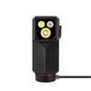 Olight Black Oclip 2 Ultra Front View with Triple LED Light Head and Charging Cable for Hands-Free Outdoor Lighting