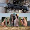 Comparison of outdoor knife handles showing plastic, ergonomic G10 Micarta, and non-slip rubber grip options