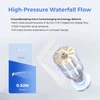 Flextail portable shower micro turbocharging technology diagram showing 0.52N impactful spray pressure and high-pressure flow.