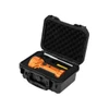 Orange Olight powerful searchlight secured inside a rugged black hard carry case with protective foam insert