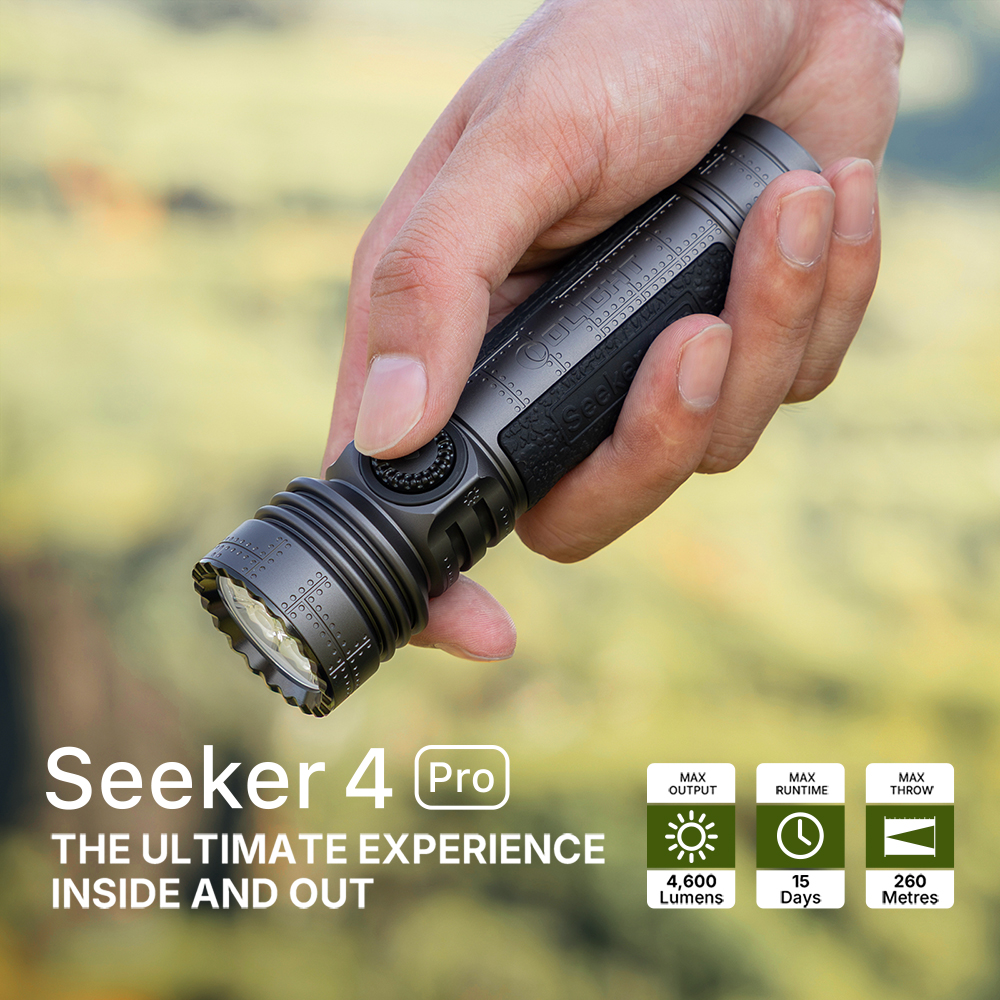 Seeker 4 Pro 4600 Lumen Rechargeable Flashlight Holster Camping