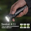 Olight Black Seeker 4 Pro Flashlight in Hand with Bright Beam 4600 Lumens Output for Outdoor Camping and Search