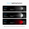 Olight Black Oclip 2 Pro Clip-on Light 3-in-1 System Showing Floodlight Spotlight and Red Light Modes for Outdoor Utility