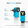 Blue Olight Oclip 2 Pro Clip Light showing USB-C and MCC dual charging options with runtime specs for everyday carry use