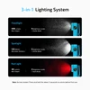 Olight Blue Oclip 2 Pro Clip-on Light showing 3-in-1 system with floodlight, spotlight and red light modes.