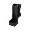 Black polymer tactical flashlight holster with belt clip isolated on white background
