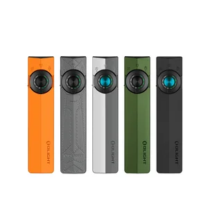 Olight Black ArkPro Lite multi-functional work light front view with blue accent, UV light, and green laser for inspection.