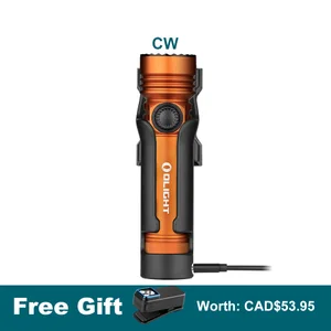 Olight Orange Seeker 4 Pro Flashlight with Oclip Pro and Charging Cable for Daily Carry and Outdoor Adventures