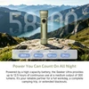 Seeker Ultra high-capacity battery flashlight standing on a rock with mountain landscape background.