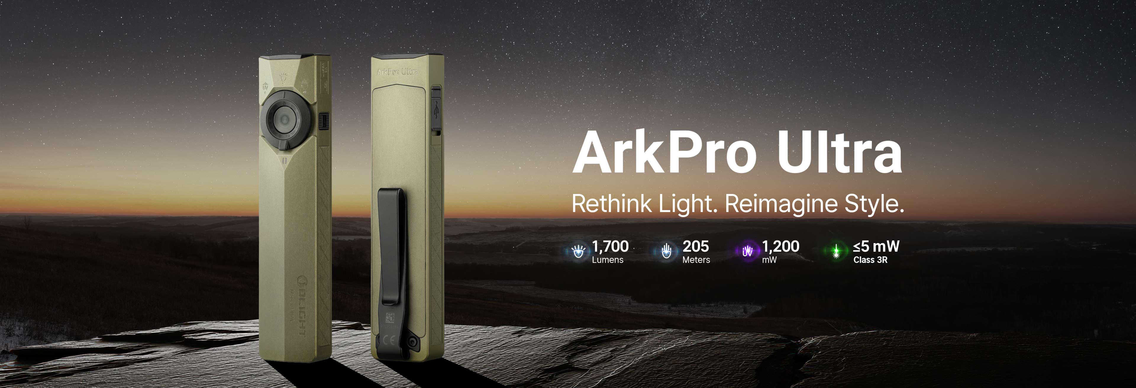 ArkPro Ultra EDC Flashlight 1700 Lumens UV Green Beam USB-C Light