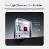 Olight Oclip 2 Ultra dual source LED emitter close up showing red and UV light components for compact gear use
