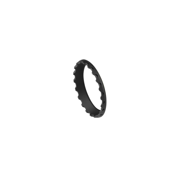 Olight Black Warrior Ultra, angled view of tactical ring with serrated edge for grip.