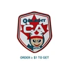 Olight Canada shield patch featuring a maple leaf and a cartoon character with a thumbs up.