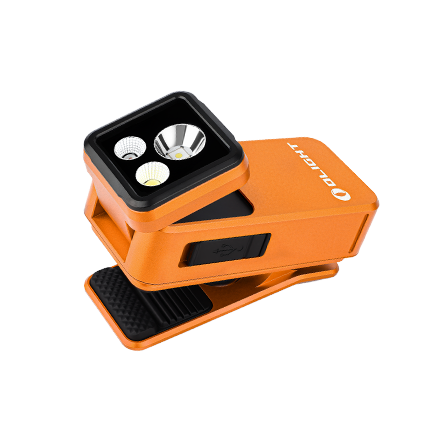 Olight Orange Oclip 2 Pro Clip-On Light with Adjustable Head and Triple LEDs for Hands-Free Outdoor and EDC Use